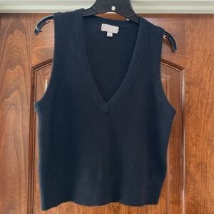 J. Crew Women’s Cashmere V-Neck Sweater Vest in Black Sz M